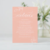 Carte D'accompagnement Détails du Mariage de code QR Melon Pink (Debout devant)