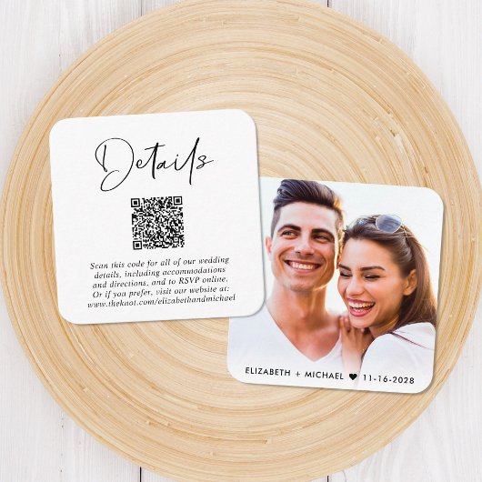 Carte D'accompagnement Détails du Mariage de code QR moderne