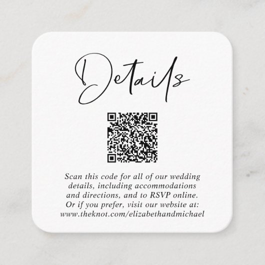 Carte D'accompagnement Détails du Mariage de code QR moderne (Devant)
