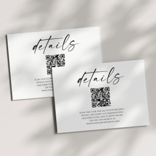 Carte D'accompagnement Détails du Mariage de code QR noir blanc élégant