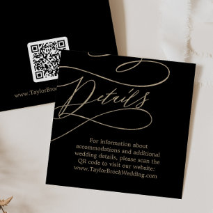Carte D'accompagnement Détails du Mariage de code QR romantique Gold et B