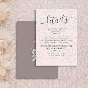Carte D'accompagnement Détails du Mariage de code QR RSVP Online Blush Fl