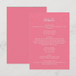 Carte D'accompagnement Détails du Mariage de coordonnées roses
