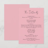 Carte D'accompagnement Détails du Mariage de coordonnées roses (Devant / Derrière)