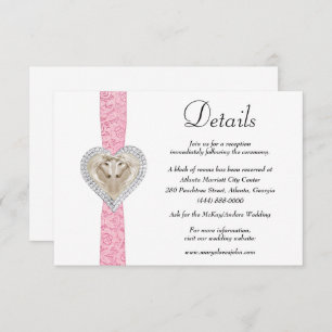 Carte D'accompagnement Détails du Mariage de dentelle rose Unicorn