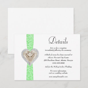 Carte D'accompagnement Détails du Mariage de dentelle verte Unicorn