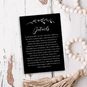Carte D'accompagnement Détails du Mariage de Fleur sauvage noir rustique