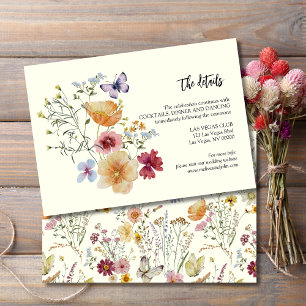 Carte D'accompagnement Détails du Mariage de Fleur sauvage Rustic Boho