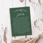 Carte D'accompagnement Détails du Mariage de Fleur sauvage Rustic Sage Gr<br><div class="desc">Cette belle carte rustique de boîtier mariage dispose d'un joli arrière - plan vert sauge foncé avec des fleurs sauvages blancs dessinés à la main et une typographie élégante. Utilisez ce modèle de carte pour les détails, les directions, les logements, etc. C'est le design parfait pour un mariage rustique mais...</div>