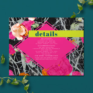 Carte D'accompagnement Détails du Mariage de fleurs marbrées maximaliste