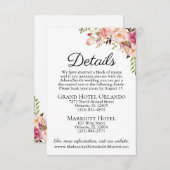 Carte D'accompagnement Détails du Mariage de fleurs rose rustique Inserti (Devant / Derrière)