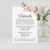 Carte D'accompagnement Détails du Mariage de fleurs rose rustique Inserti (Debout devant)