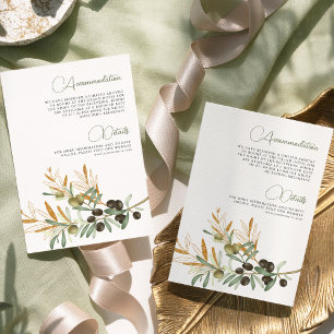 Carte D'accompagnement Détails du mariage de la branche dorée de feuilles