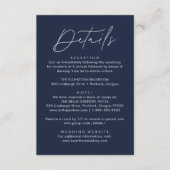 Carte D'accompagnement Détails du Mariage de la marine de script moderne (Devant)