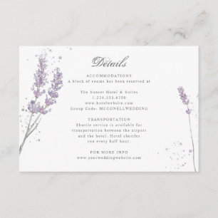 Carte D'accompagnement Détails du mariage de lavande à l'aquarelle violet