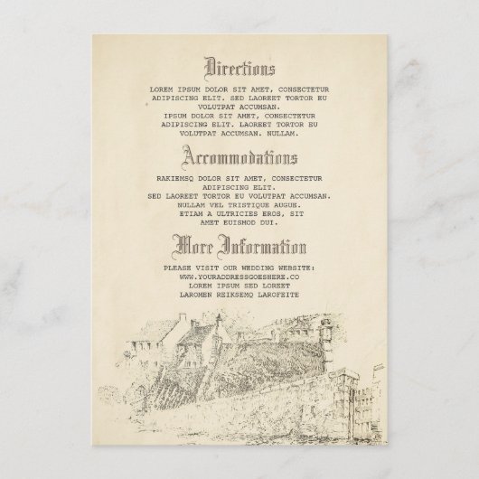 Carte D'accompagnement Détails du Mariage de livre Old Story - Informatio (Devant)