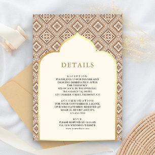 Carte D'accompagnement Détails du Mariage de Motif géométrique Cream Ivor