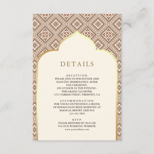 Carte D'accompagnement Détails du Mariage de Motif géométrique Cream Ivor (Devant)