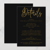 Carte D'accompagnement Détails du Mariage de Parties scintillant Black & (Devant / Derrière)