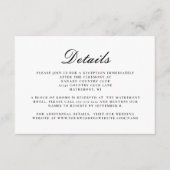 Carte D'accompagnement Détails du Mariage de script blanc noir (Devant)