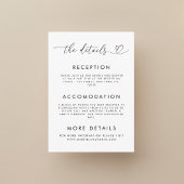 Carte D'accompagnement Détails du Mariage de script du coeur Blanc minima