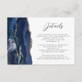 Carte D'accompagnement Détails du Mariage de script en or bleu de la mari (Devant)