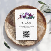 Carte D'accompagnement Détails du Mariage de script floral violet avec co