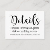 Carte D'accompagnement Détails du Mariage de script manuscrit noir modern (Devant)