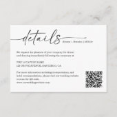 Carte D'accompagnement Détails du Mariage de script manuscrit simple QR C (Devant)