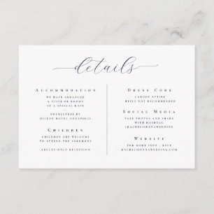Carte D'accompagnement Détails du Mariage de script minimaliste blanc élé