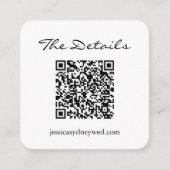 Carte D'accompagnement Détails du Mariage de script noir simple QR Code (Devant)