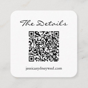 Carte D'accompagnement Détails du Mariage de script noir simple QR Code
