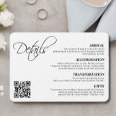Carte D'accompagnement Détails du Mariage de script simple élégant Code Q