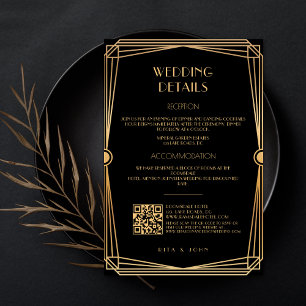 Carte D'accompagnement Détails du Mariage de script Vintage or classique