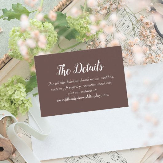 Carte D'accompagnement Détails du Mariage de style simple