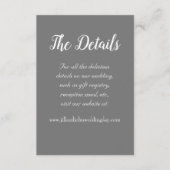 Carte D'accompagnement Détails du Mariage de style simple gris foncé (Devant)