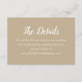 Carte D'accompagnement Détails du Mariage de style simple kaki (Devant)