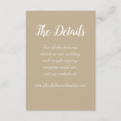 Carte D'accompagnement Détails du Mariage de style simple kaki (Devant)