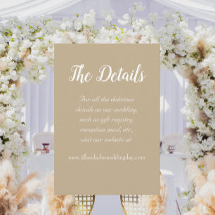 Carte D'accompagnement Détails du Mariage de style simple kaki