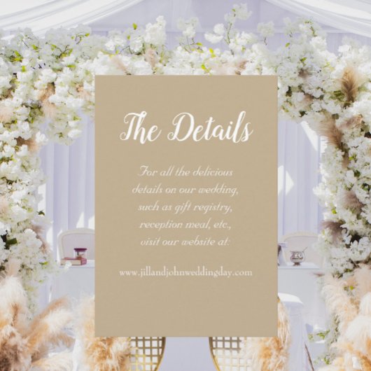 Carte D'accompagnement Détails du Mariage de style simple kaki