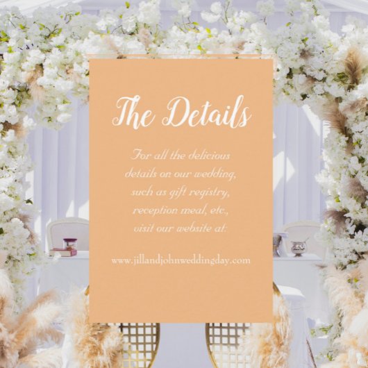 Carte D'accompagnement Détails du Mariage de style simple Peach