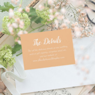 Carte D'accompagnement Détails du Mariage de style simple Peach