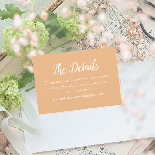 Carte D'accompagnement Détails du Mariage de style simple Peach