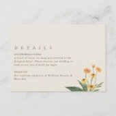 Carte D'accompagnement Détails du Mariage de Sunflower Boho (Devant)