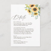 Carte D'accompagnement Détails du Mariage de tournesol rustique (Devant)