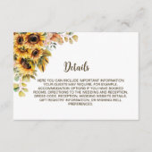 Carte D'accompagnement Détails du Mariage de tournesol rustique (Devant)