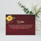 Carte D'accompagnement Détails du Mariage de tournesol rustique (Debout devant)