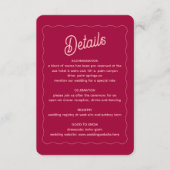 Carte D'accompagnement Détails du Mariage de trame de brame rose rétro (Devant)