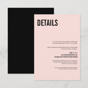 Carte D'accompagnement Détails du Mariage de typographie simple et minima