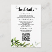 Carte D'accompagnement Détails du Mariage de verdure QR (Devant)